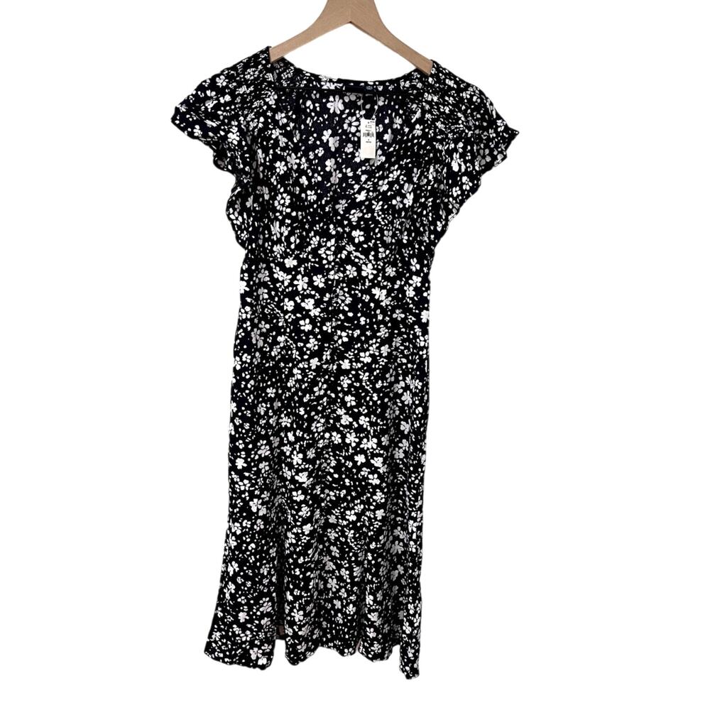 Navy Floral Cottage Ruched Midi Dress NWT